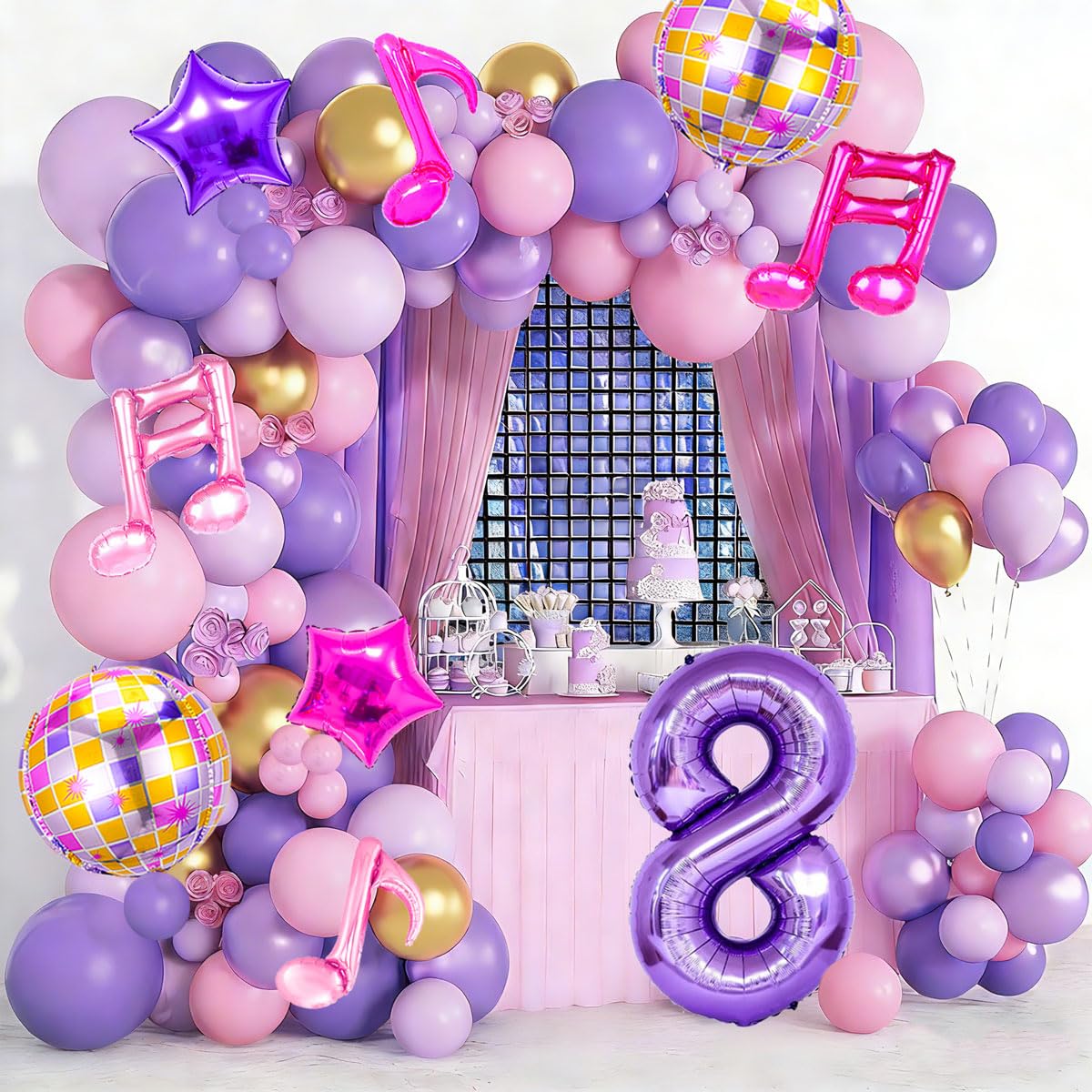 9Pcs Kpop Birthday Decorations - Kpop Music Balloons Hot Pink Mus 8