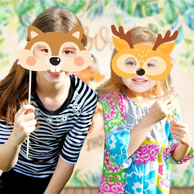 35 PCS Woodland Animal Photo Booth Props Wild One Camping Forest