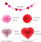 24 Set Valentines Galentines Day Hanging Decoration Kit Red Pink
