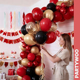 PartyWoo Red Black and Gold Balloon Arch Kit Garland 142pcs Different