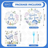 96Pcs Under The Sea Baby Shower Decorations Ocean Theme Party Plates