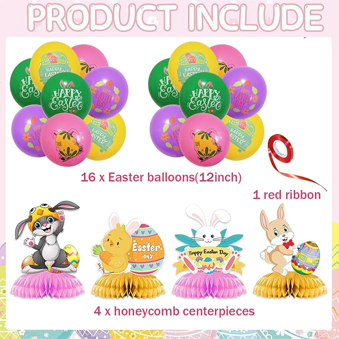Easter Party Decorations Set Happy Easter Banner Bunny Egg Hanging