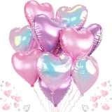 Pink Purple Iridescent Heart Balloons, 12 Pcs Light Pastel Pink