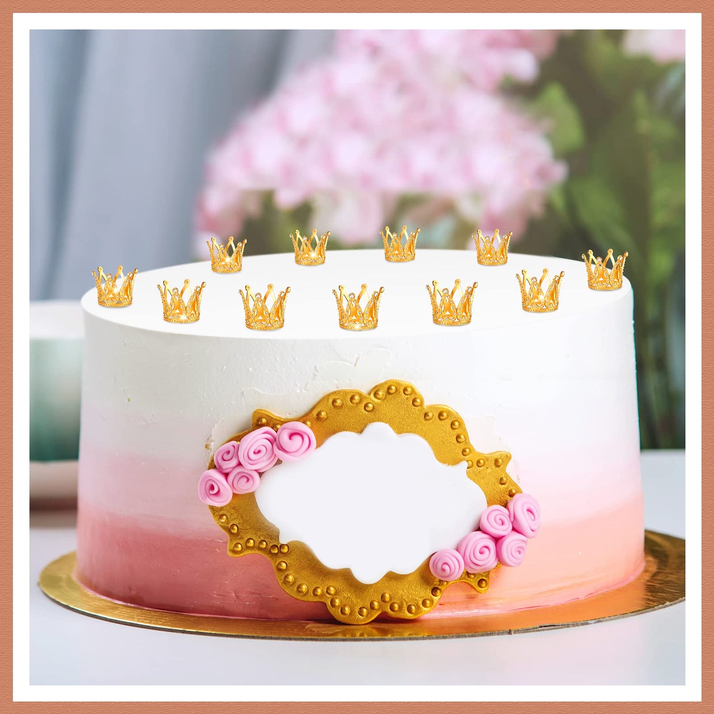 12 Pcs Crown Cake Topper Mini Baby Crown Tiny Queen Small Alloy Gold