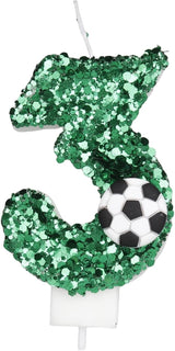 Soccer Candle 3 Number Candle,3rd Birthday Candle Soccer Them Glitter