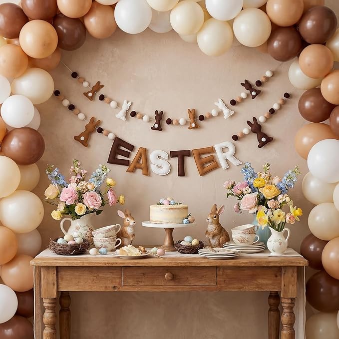 Breling 2 Pcs 6.5ft Easter Bunny Garland 3D Colorful Felt Happy