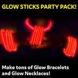PartySticks Red Glow Sticks - 100pk, 8 Inch Glow in The Dark Light Up