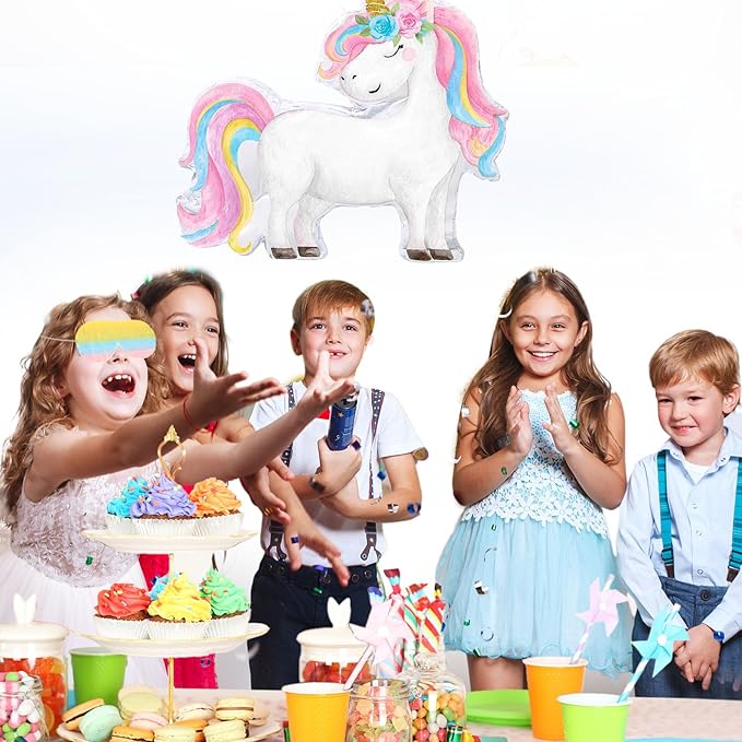 Small Unicorn Piñata with Stick Blindfold Piñata Unicorn for Girls