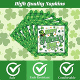 St Patricks Day Plates and Napkins Decorations 96PCS Lucky Green