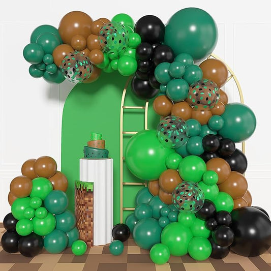 Amandir 153pcs Green and Brown Balloon Garland Arch Kit, Different