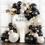 Black and Gold Balloon Arch Kit, Double Stuffed 129 Pcs Gold and