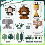 19pcs Safari Animal Cake Topper Jungle Wild Cake Toppers with Leaves