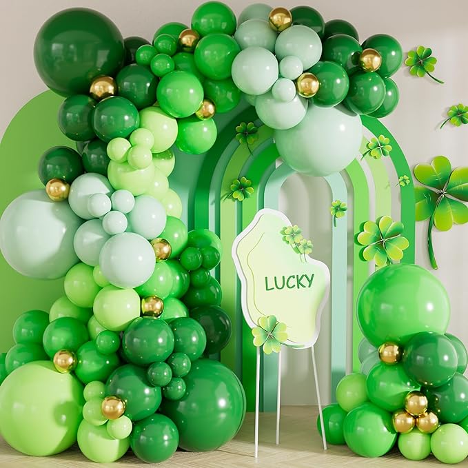 St Patricks Day Balloon Arch Garland Kit 131PCS Green Balloon Arch