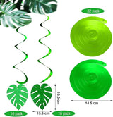 64 Pcs Hawaiian Luau Party Palm Leaves Swirl Decorations Hanging