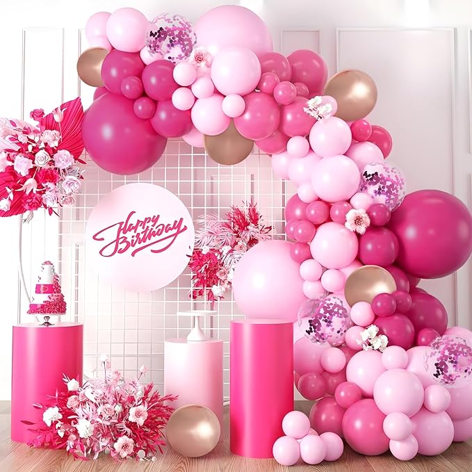 Pink Balloons Arch Kit Garland 131PCS as Pink Decor, Aivatoba