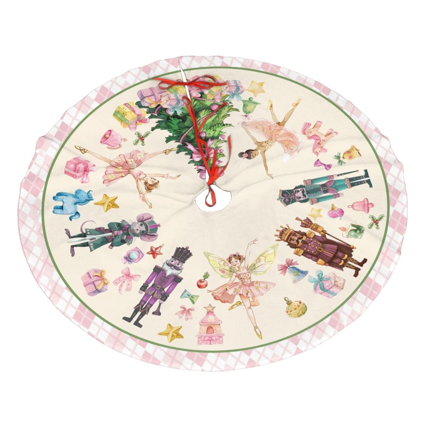 Pink Nutcracker Christmas Tree Skirt 36" Christmas Nutcracker Ballet