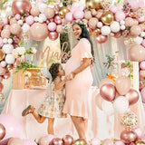 Rose Gold Balloon Arch Kit 147Pcs Metallic Gold White Pastel Nude