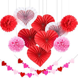 24 Set Valentines Galentines Day Hanging Decoration Kit Red Pink