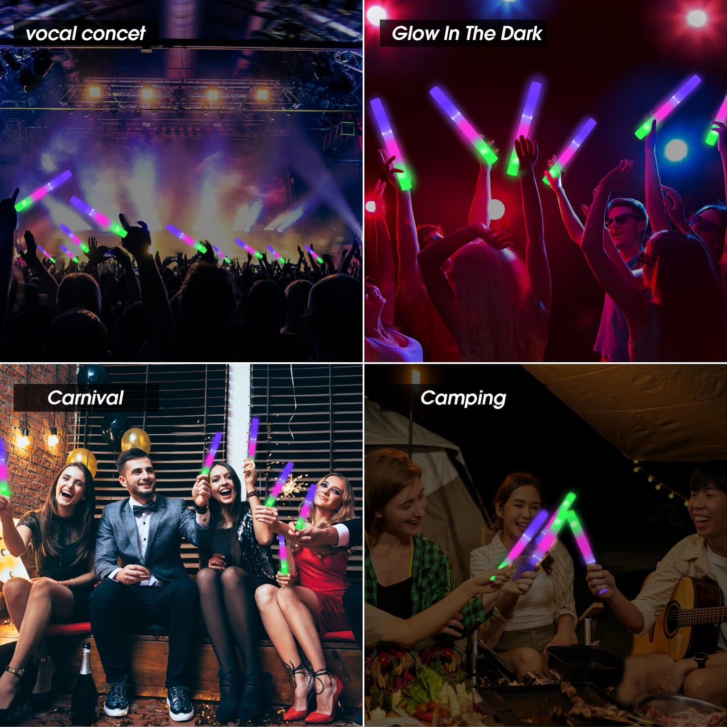 AWANG 12 Pcs Glow Sticks With 3 Modes Colorful Flashing Glow In The