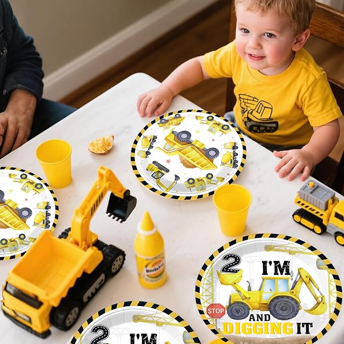 Xynic 187pcs Construction Birthday Party Supplies for 2 Year Old Boy