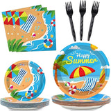 96 Pcs Beach Party Supplies Paper Plates Napkins Summer Beach