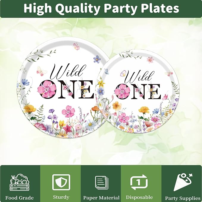 Wildflower 1st Birthday Decorations Supplies 96PCS Flower Wildflower