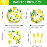 96 Pcs Lemon Party Yellow Lemons Summer Party Decoration For