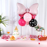 Pink Mouse Party Balloons Stand Kit 2 Sets with 2 Bow Foil Balloons