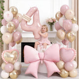 Pink 4 Balloon Number 40 Inch, Dusty Blush Pink Gold Sand White Latex