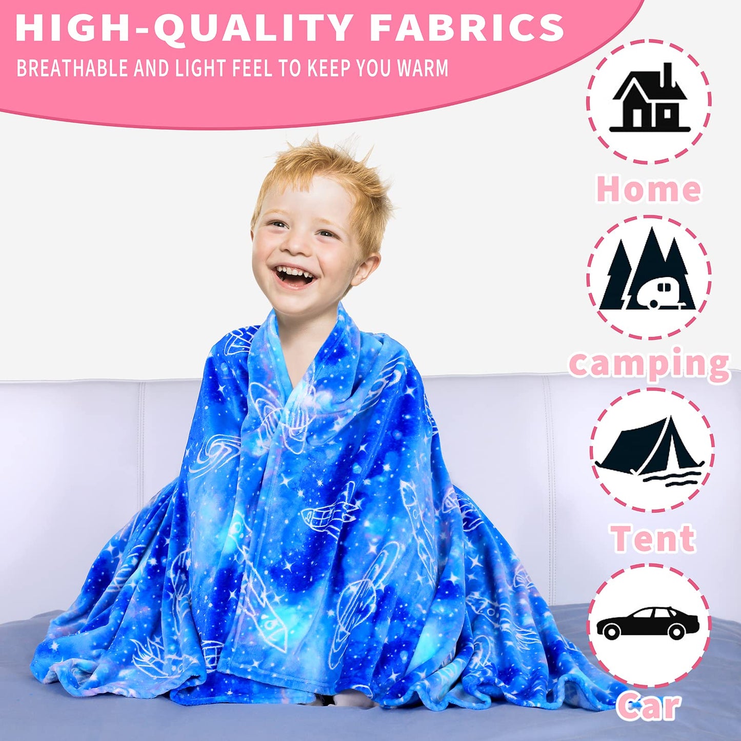 Wesan Glow in The Dark Galaxy Blanket Space Gifts for Kids Boys Girls