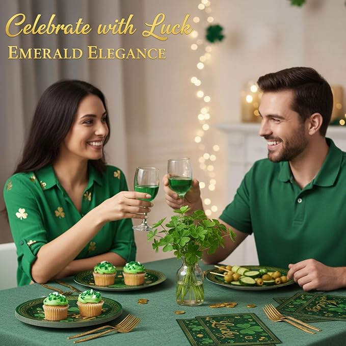100 Pcs St Patrick's Day Tableware Party Supplies Serves 25