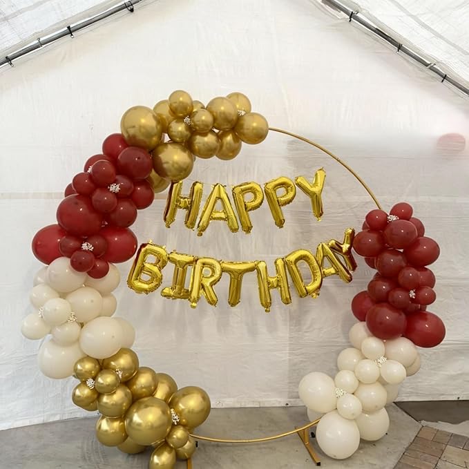 Burgundy and Gold Balloons, 60Pcs 12 Inch Maroon and Gold Balloons