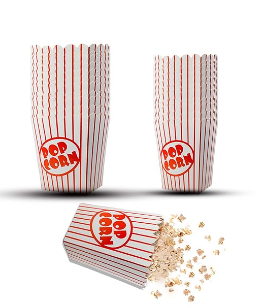 125 Pack Popcorn Boxes Movie Night Popcorn Bags for Party Red and