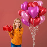 Hot Pink Foil Heart Balloons, 12 Pcs 18 Inch Mylar Heart Shaped Pink