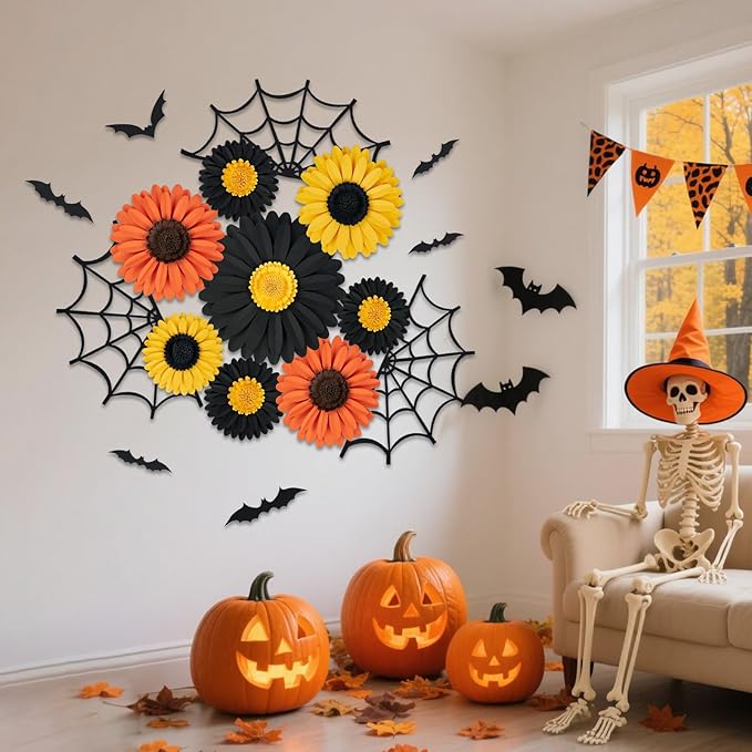 Paper Jazz Halloween Paper Flowers Decorations for Wall 3D Halloween