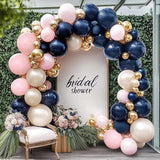 Navy Blue Pink Gold Balloon Arch Kit Double Stuffed Dark Blue Pastel