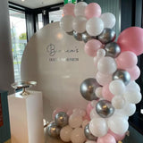 Pink and Silver Balloon Arch Kit, Metallic Silver Macaron Pink Balloon