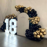 Black and Gold Balloons Garland Arch Kit, 134pcs Black and Metallic