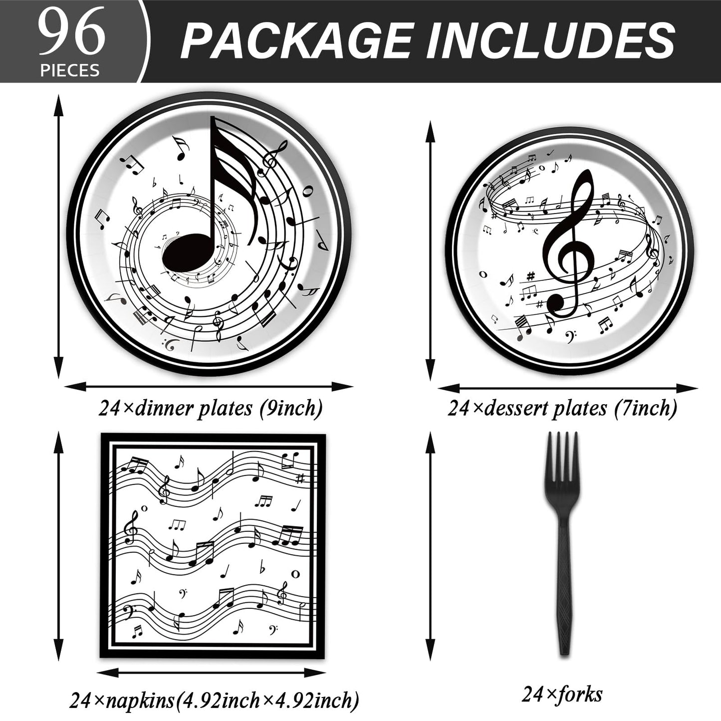 Musical Note Plates Napkins Music Themed Party Tableware Musical Notes