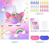 ASTARON Pin The Horn on The Unicorn Game for Kids Birthday Party,