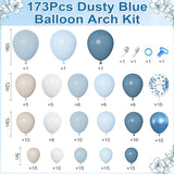 Amandir 173Pcs Dusty Blue Balloon Arch Garland Kit, Baby Light Dusty