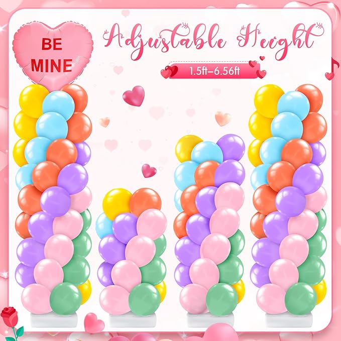 2 Set Valentines Day Balloon Column Stand Kit with 2 Candy Pastel