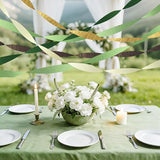 AOYOO 5 Rolls Crepe Paper Streamers - Sage Olive Green, Gold & Ivory
