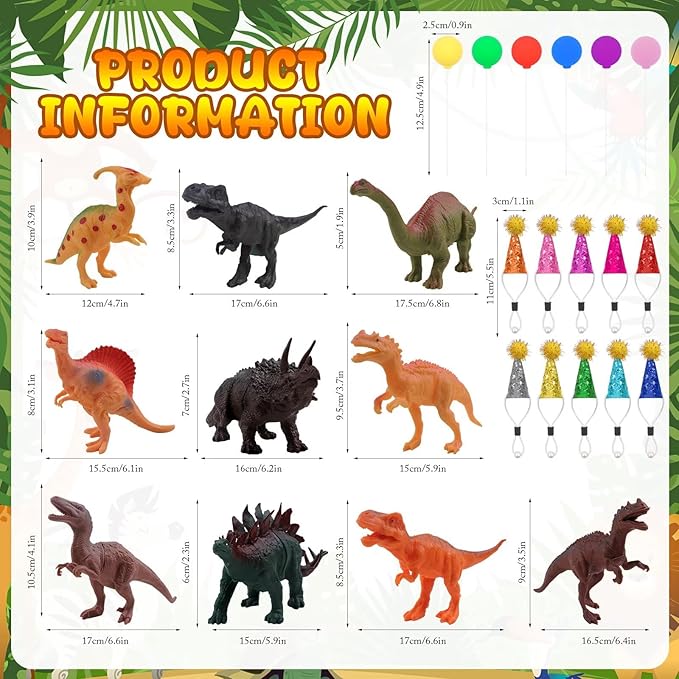 26 PCS Jungle Animal Birthday Party Decorations with Dinosaur