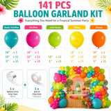 141 Pcs Rainbow Neon Balloon Arch Kit, Hot Pink Lime Green Orange