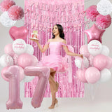 17th Birthday Decorations for Girls Pink Number 17 Balloon Bow