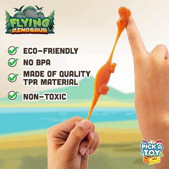 PICK A TOY Stretchy Slingshot Dinosaur Toys 36 Mini Rubber Dinosaurs
