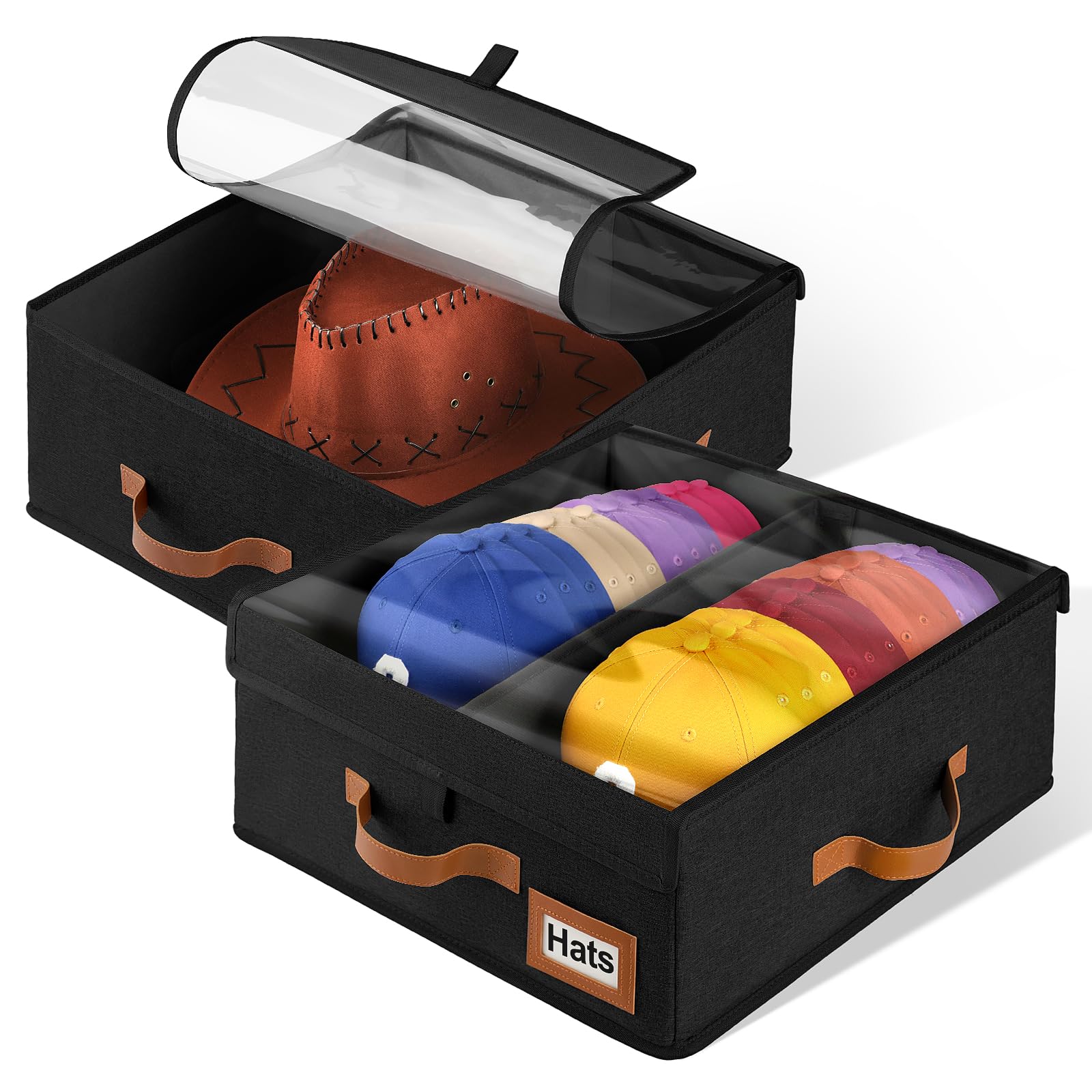 Dofilachy 2-in-1 Stackable Hat Storage for Baseball Caps with Clear