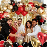 157Pcs Red Black Gold Balloons Garland Arch Kit with Glitter Fringe