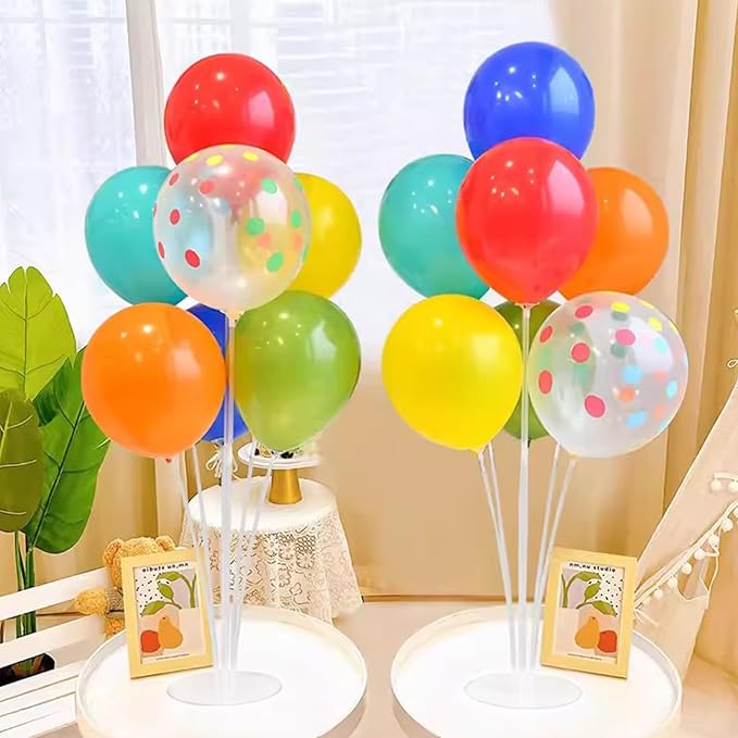 Voircoloria 6 Sets Balloon Stand Kits, Balloon Sticks with Base for Ta